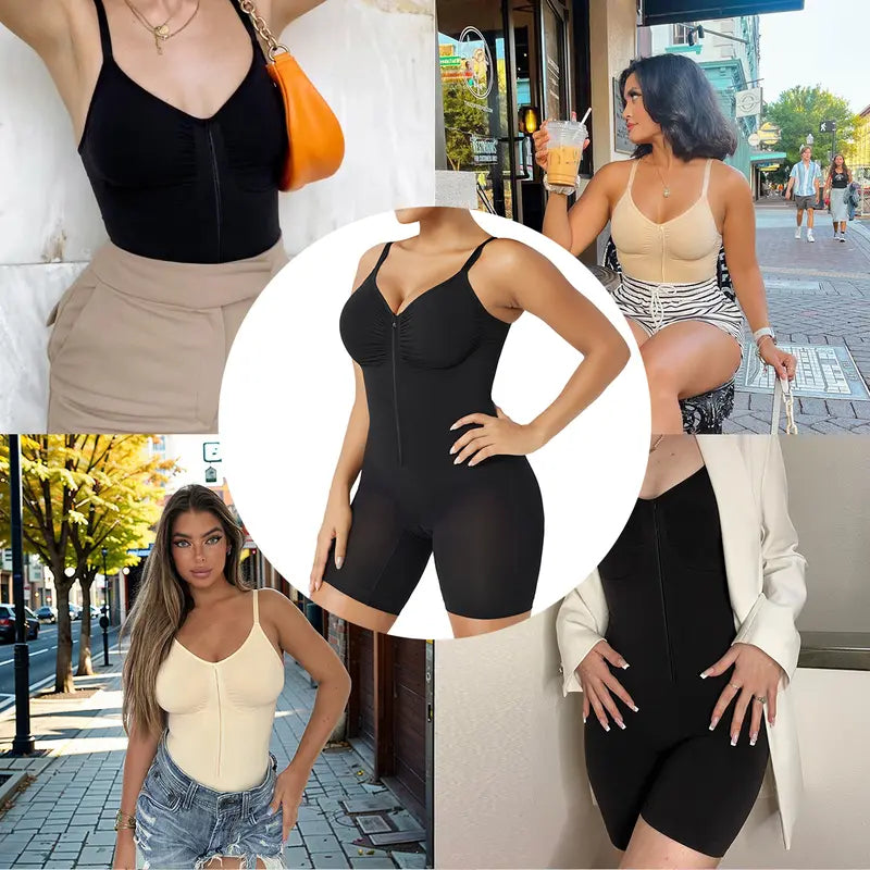 Tummy Control Zip-Up Shapewear Body Suit